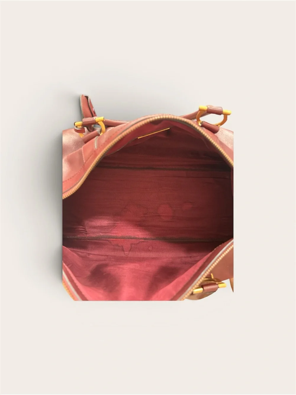 Cartier Burgundy Leather Dome Satchel with Gold Hardware